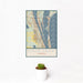 12x18 Space Coast Florida Map Print Portrait Orientation in Woodblock Style With Small Cactus Plant in White Planter