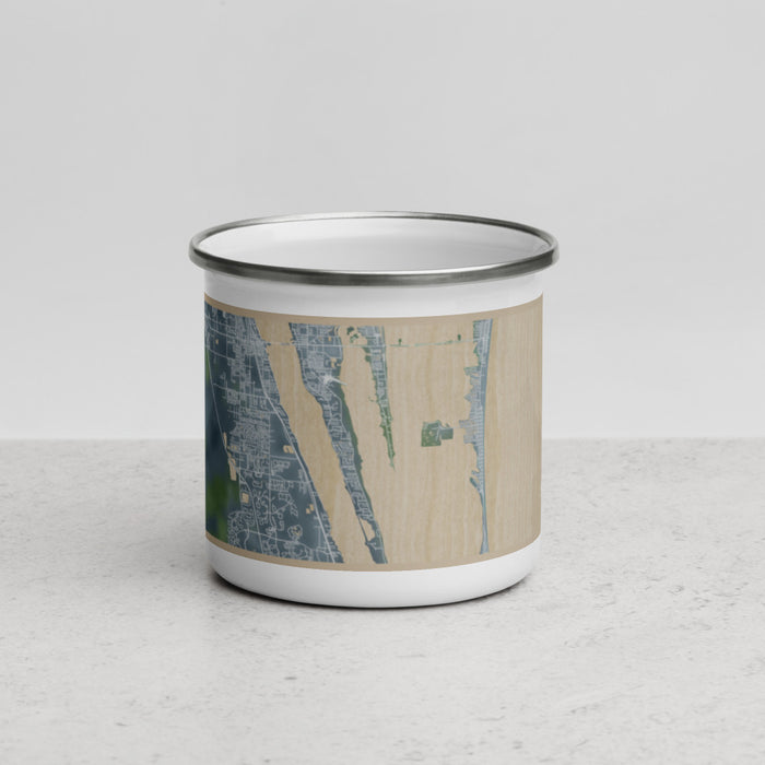 Front View Custom Space Coast Florida Map Enamel Mug in Afternoon