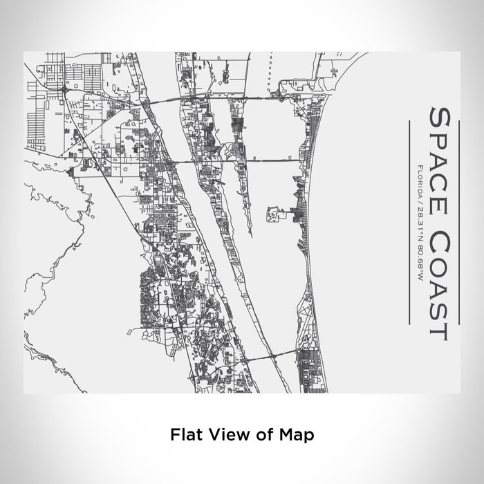 Rendered View of Space Coast Florida Map Engraving on 20oz Stainless Steel Insulated Bottle with Bamboo Top in White