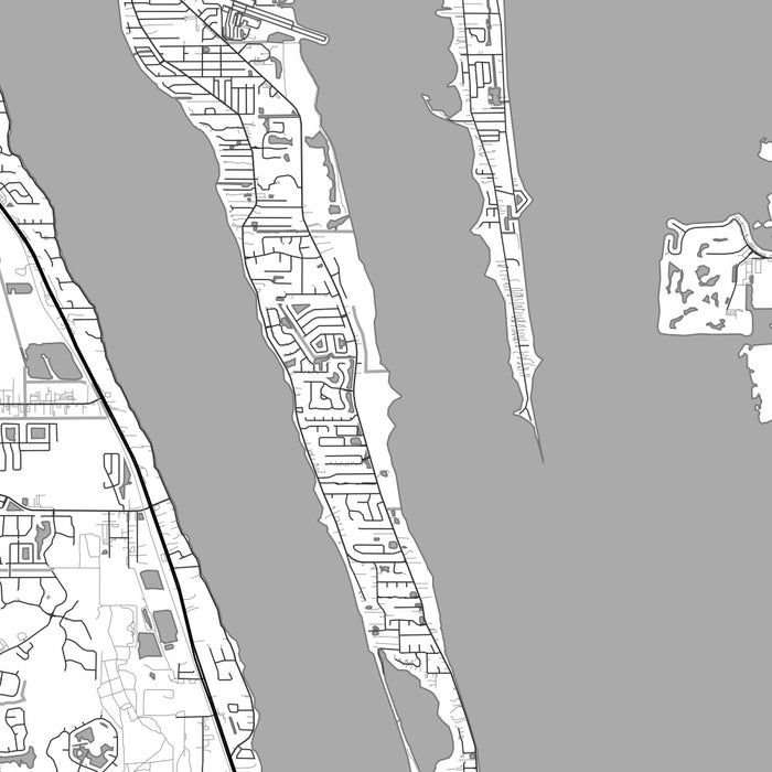 Space Coast Florida Map Print in Classic Style Zoomed In Close Up Showing Details