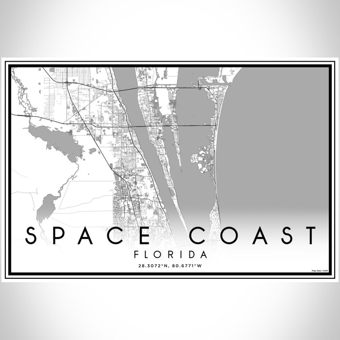 Space Coast Florida Map Print Landscape Orientation in Classic Style With Shaded Background