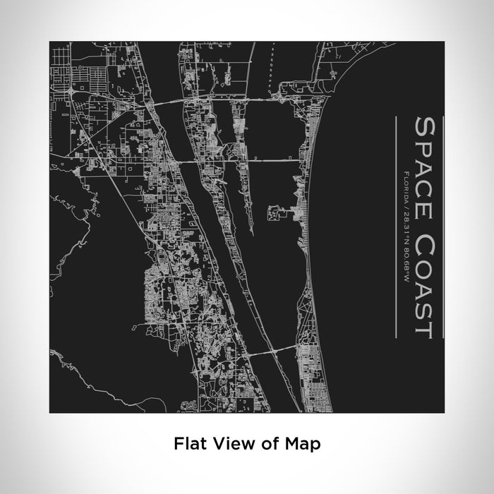 Rendered View of Space Coast Florida Map Engraving on 17oz Stainless Steel Insulated Tumbler in Black