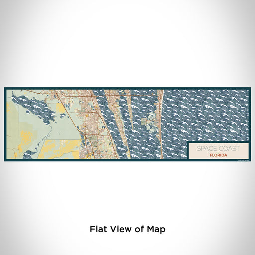 Flat View of Map Custom Space Coast Florida Map Enamel Mug in Woodblock