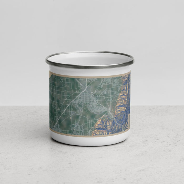 Front View Custom Spanish Fork Utah Map Enamel Mug in Afternoon