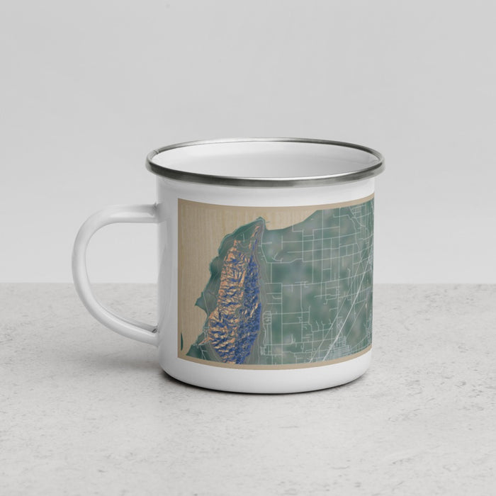 Left View Custom Spanish Fork Utah Map Enamel Mug in Afternoon