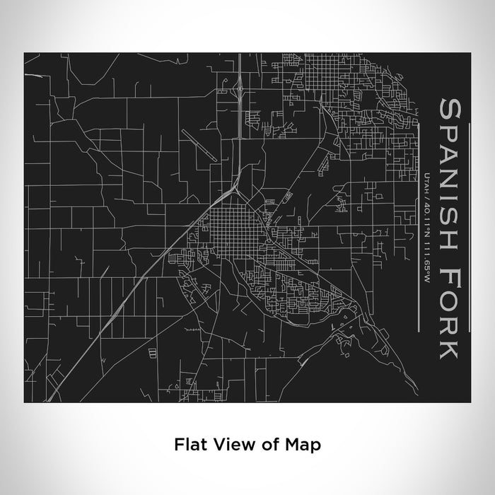 Rendered View of Spanish Fork Utah Map Engraving on 20oz Stainless Steel Insulated Bottle with Bamboo Top in Black