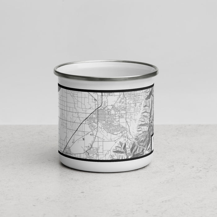 Front View Custom Spanish Fork Utah Map Enamel Mug in Classic