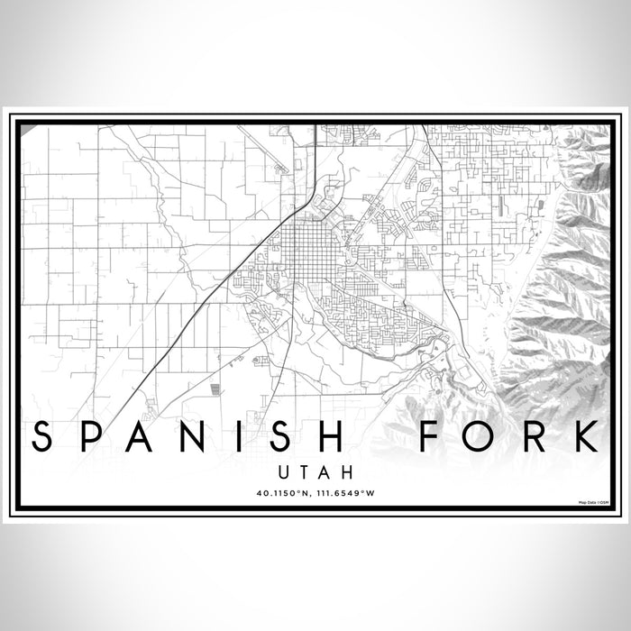Spanish Fork Utah Map Print Landscape Orientation in Classic Style With Shaded Background