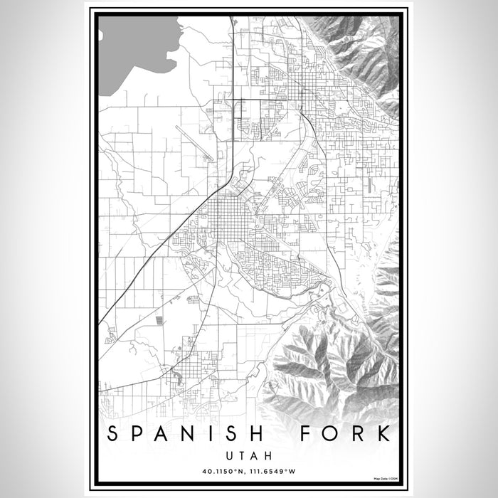 Spanish Fork Utah Map Print Portrait Orientation in Classic Style With Shaded Background