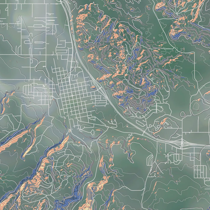 Spearfish South Dakota Map Print in Afternoon Style Zoomed In Close Up Showing Details