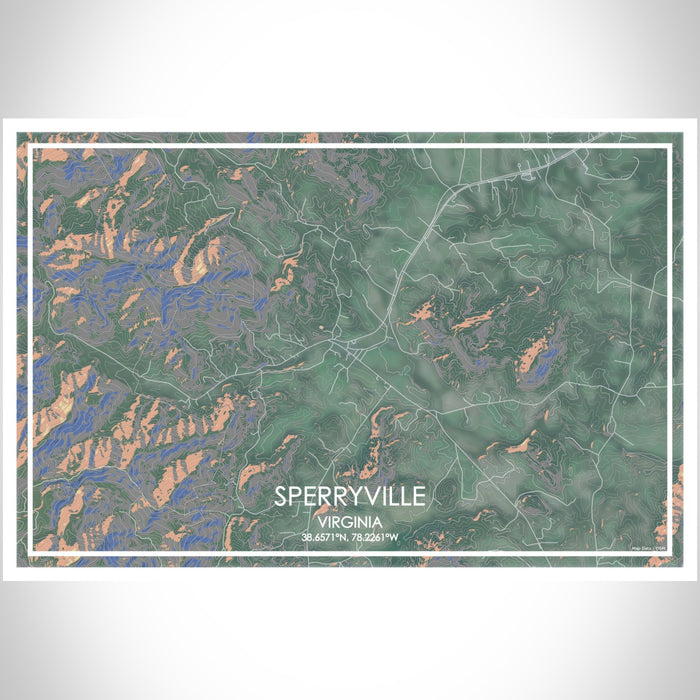 Sperryville Virginia Map Print Landscape Orientation in Afternoon Style With Shaded Background