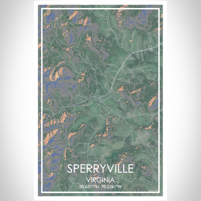 Sperryville Virginia Map Print Portrait Orientation in Afternoon Style With Shaded Background