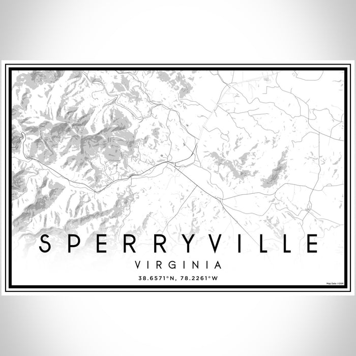 Sperryville Virginia Map Print Landscape Orientation in Classic Style With Shaded Background