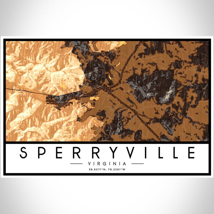 Sperryville Virginia Map Print Landscape Orientation in Ember Style With Shaded Background