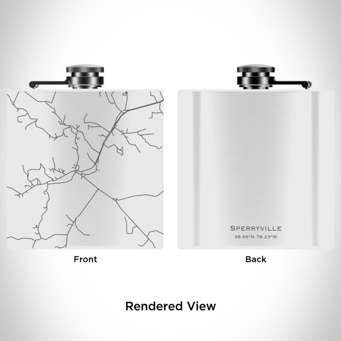 Rendered View of Sperryville Virginia Map Engraving on 6oz Stainless Steel Flask in White