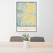 24x36 Sperryville Virginia Map Print Portrait Orientation in Woodblock Style Behind 2 Chairs Table and Potted Plant