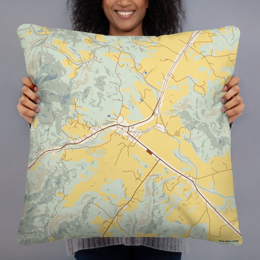 Person holding 22x22 Custom Sperryville Virginia Map Throw Pillow in Woodblock