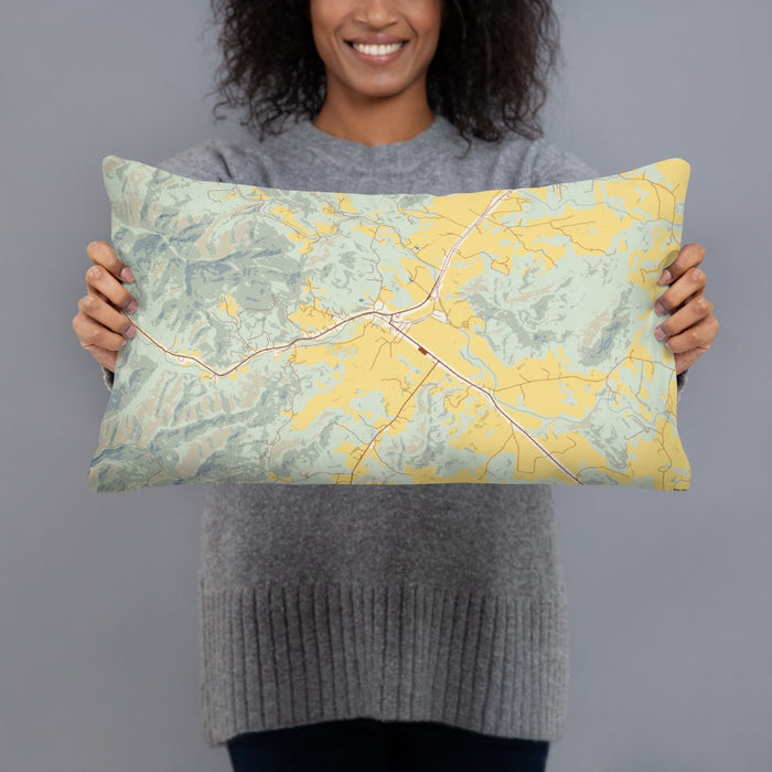 Person holding 20x12 Custom Sperryville Virginia Map Throw Pillow in Woodblock