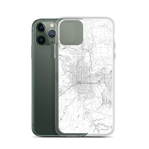 Custom Spokane Washington Map Phone Case in Classic on Table with Laptop and Plant