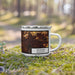 Right View Custom Spokane Washington Map Enamel Mug in Ember on Grass With Trees in Background