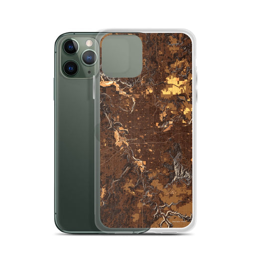 Custom Spokane Washington Map Phone Case in Ember on Table with Laptop and Plant