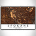 Spokane Washington Map Print Landscape Orientation in Ember Style With Shaded Background