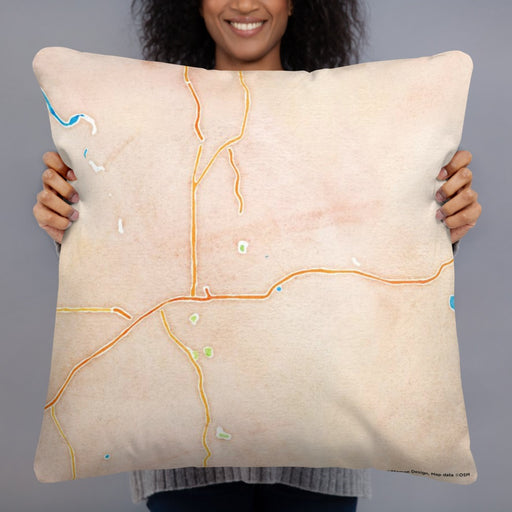 Person holding 22x22 Custom Spokane Washington Map Throw Pillow in Watercolor