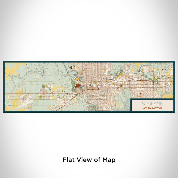 Flat View of Map Custom Spokane Washington Map Enamel Mug in Woodblock