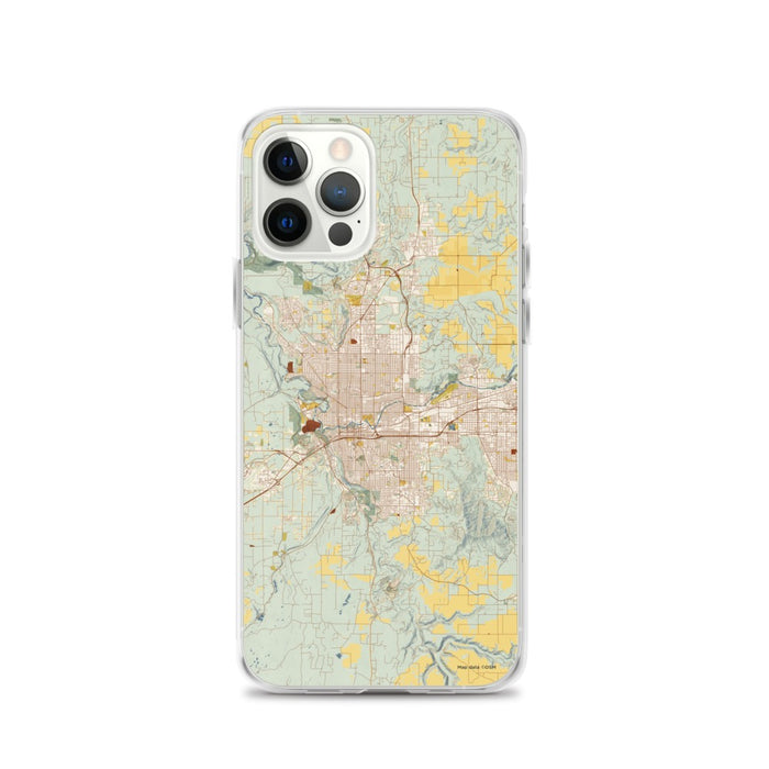 Custom Spokane Washington Map iPhone 12 Pro Phone Case in Woodblock