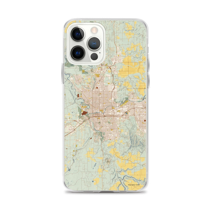 Custom Spokane Washington Map iPhone 12 Pro Max Phone Case in Woodblock