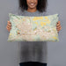 Person holding 20x12 Custom Spokane Washington Map Throw Pillow in Woodblock