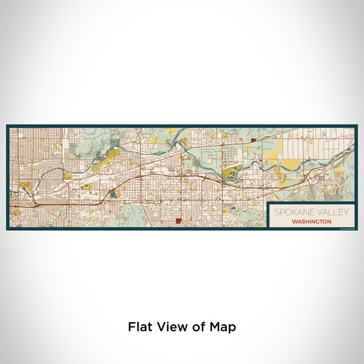 Flat View of Map Custom Spokane Valley Washington Map Enamel Mug in Woodblock