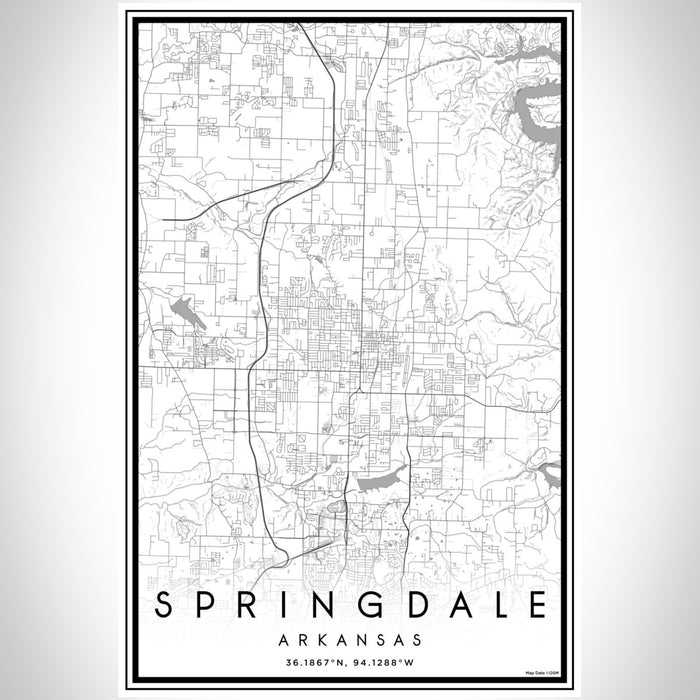 Springdale Arkansas Map Print Portrait Orientation in Classic Style With Shaded Background