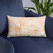 Custom Springdale Arkansas Map Throw Pillow in Watercolor on Blue Colored Chair