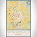 Springdale Arkansas Map Print Portrait Orientation in Woodblock Style With Shaded Background