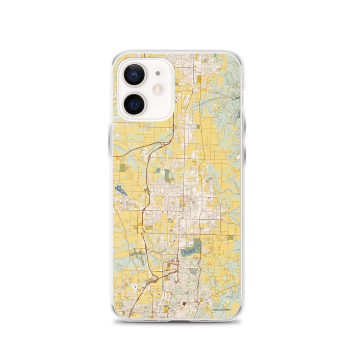 Custom Springdale Arkansas Map iPhone 12 Phone Case in Woodblock