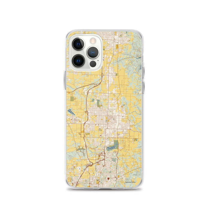 Custom Springdale Arkansas Map iPhone 12 Pro Phone Case in Woodblock