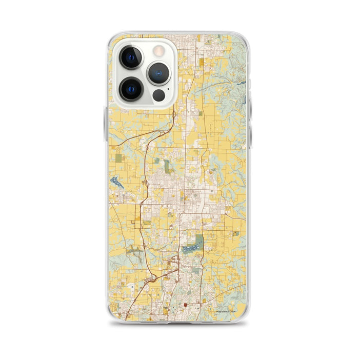 Custom Springdale Arkansas Map iPhone 12 Pro Max Phone Case in Woodblock