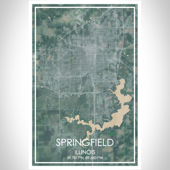 Springfield Illinois Map Print Portrait Orientation in Afternoon Style With Shaded Background
