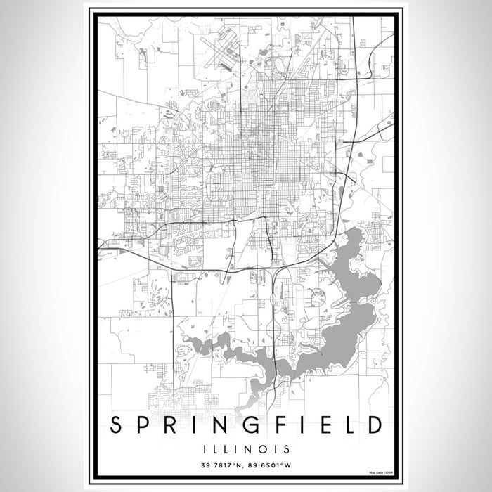Springfield Illinois Map Print Portrait Orientation in Classic Style With Shaded Background