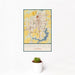 12x18 Springfield Illinois Map Print Portrait Orientation in Woodblock Style With Small Cactus Plant in White Planter