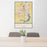 24x36 Springfield Illinois Map Print Portrait Orientation in Woodblock Style Behind 2 Chairs Table and Potted Plant