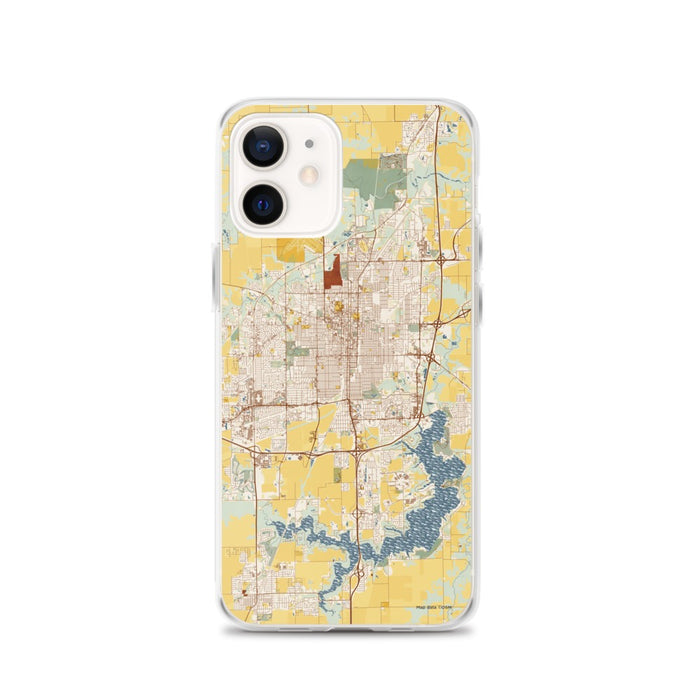 Custom Springfield Illinois Map iPhone 12 Phone Case in Woodblock
