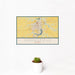 12x18 Springfield Illinois Map Print Landscape Orientation in Woodblock Style With Small Cactus Plant in White Planter