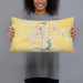 Person holding 20x12 Custom Springfield Illinois Map Throw Pillow in Woodblock