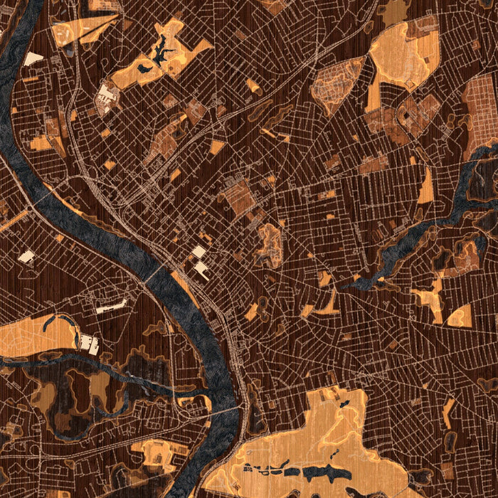 Springfield Massachusetts Map Print in Ember Style Zoomed In Close Up Showing Details