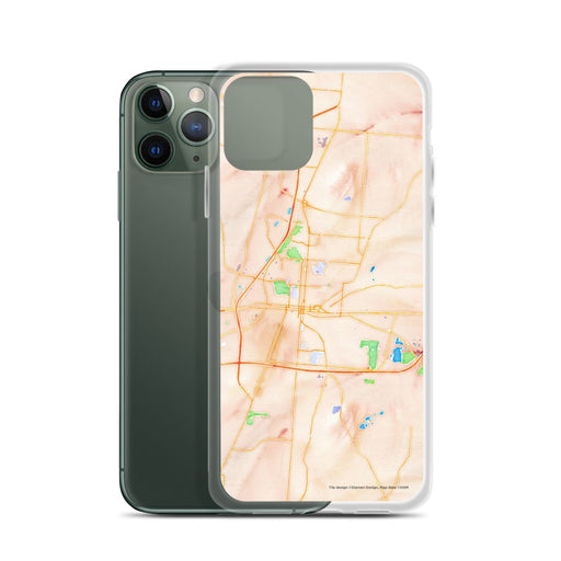 Custom Springfield Ohio Map Phone Case in Watercolor on Table with Laptop and Plant