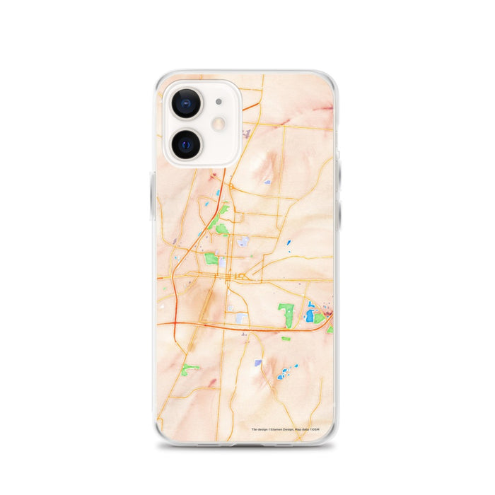 Custom Springfield Ohio Map iPhone 12 Phone Case in Watercolor