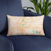 Custom Springfield Ohio Map Throw Pillow in Watercolor on Blue Colored Chair