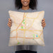 Person holding 18x18 Custom Springfield Ohio Map Throw Pillow in Watercolor